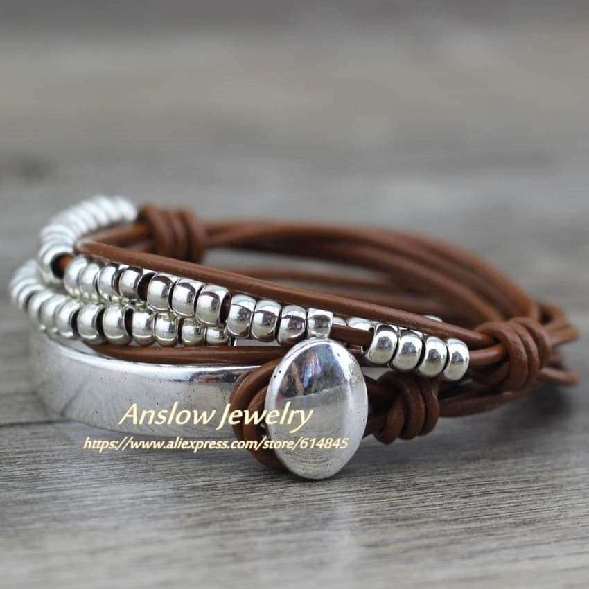 Bohemian Vintage Handmade Multilayer Wrap Leather Bracelet bracelets gifting by julia m lt coffee