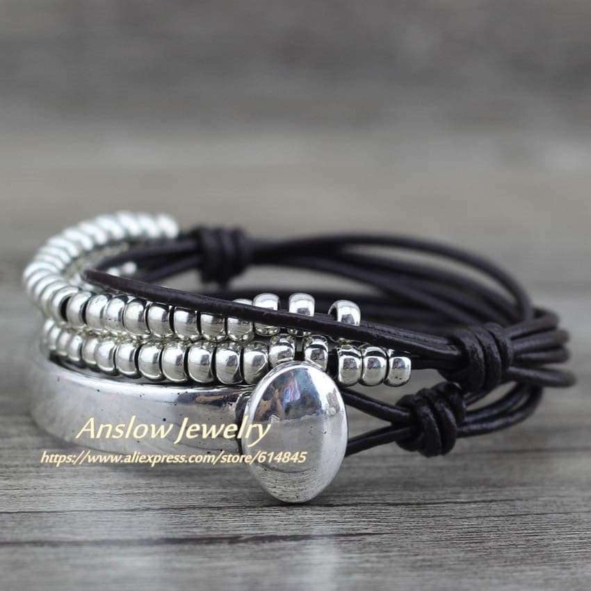 Bohemian Vintage Handmade Multilayer Wrap Leather Bracelet bracelets gifting by julia m