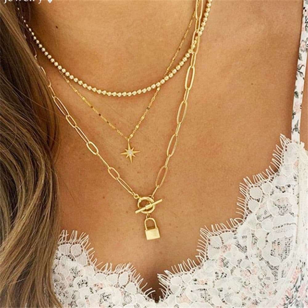 Charm Fashion Lock Pendant Necklace Necklaces gifting by julia m ENS5160261