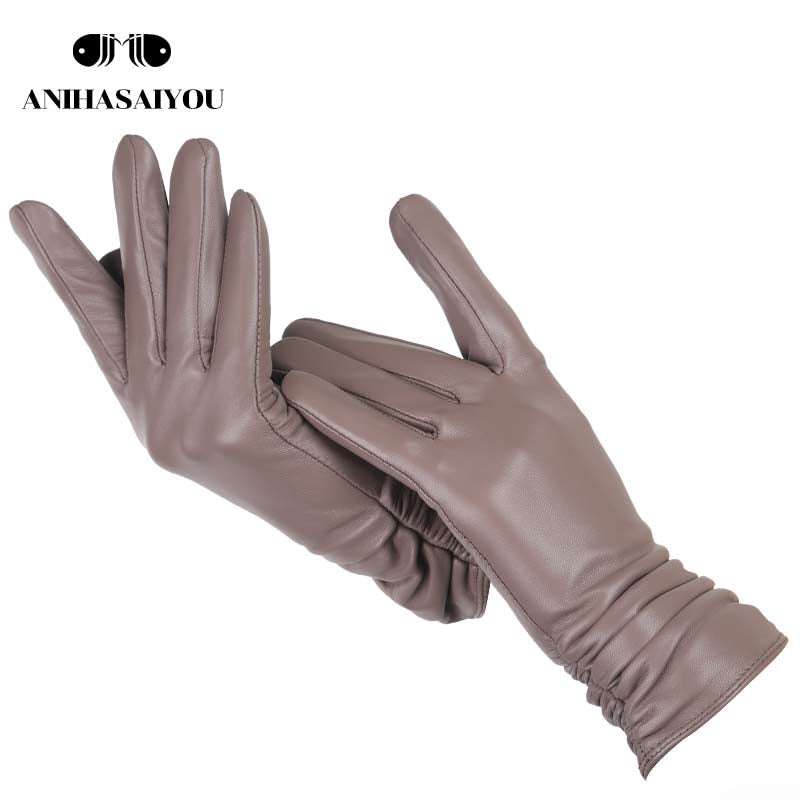 Classic Pleated Genuine Leather Gloves Gloves gifting by julia m Auburn 6.5