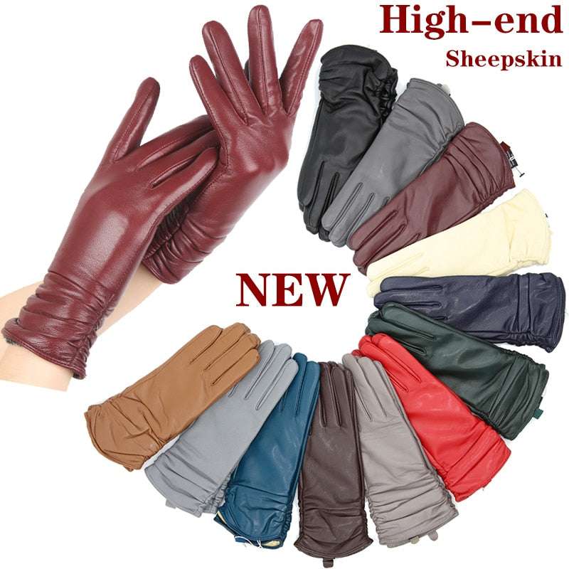 Classic Pleated Genuine Leather Gloves Gloves gifting by julia m