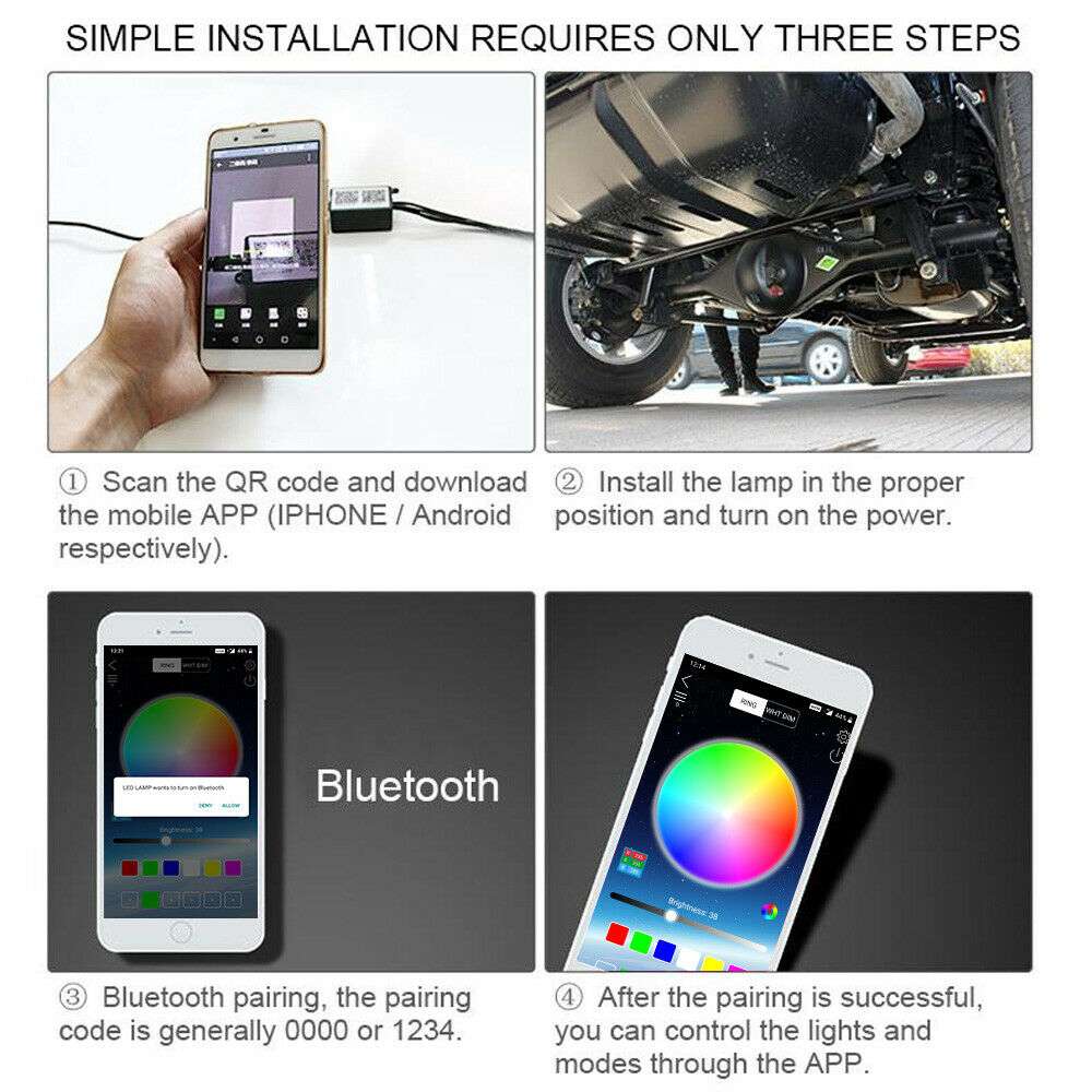 Colorful Car Underglow Light Kit Remote APP Control Car Led Neon Light Gifting by Julia M