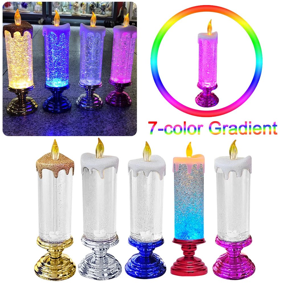 Crystal LED Electronic Candle Tourist Souvenirs Crystal Candles 7-color Gradient Party Atmosphere for Christmas Birthday Wedding Gifting By Julia M