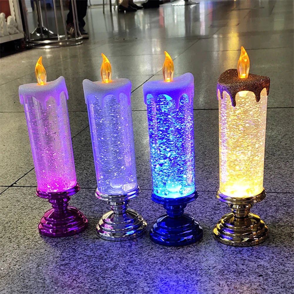 Crystal LED Electronic Candle Tourist Souvenirs Crystal Candles 7-color Gradient Party Atmosphere for Christmas Birthday Wedding Gifting By Julia M