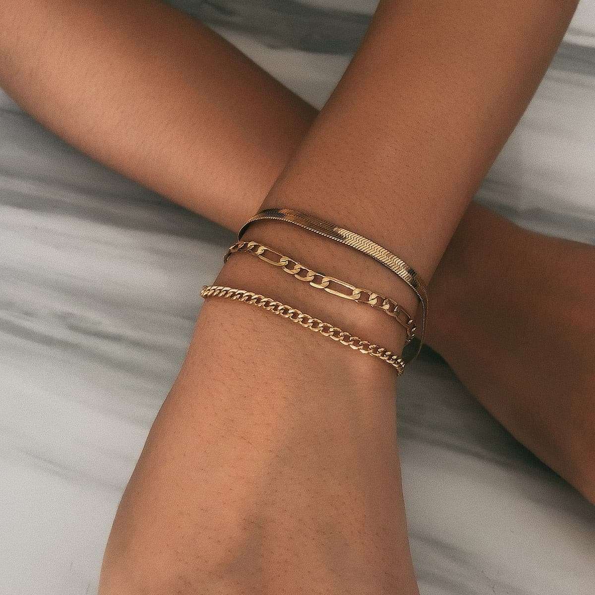 Cuban Chain Bracelets Set Bracelets gifting by julia m S4-Gold