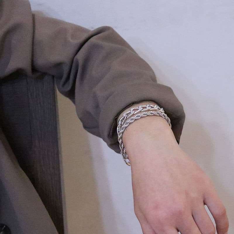 Cuban Chain Bracelets Set Bracelets gifting by julia m S5-Silver