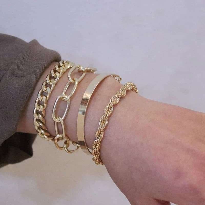 Cuban Chain Bracelets Set Bracelets gifting by julia m S1-Gold