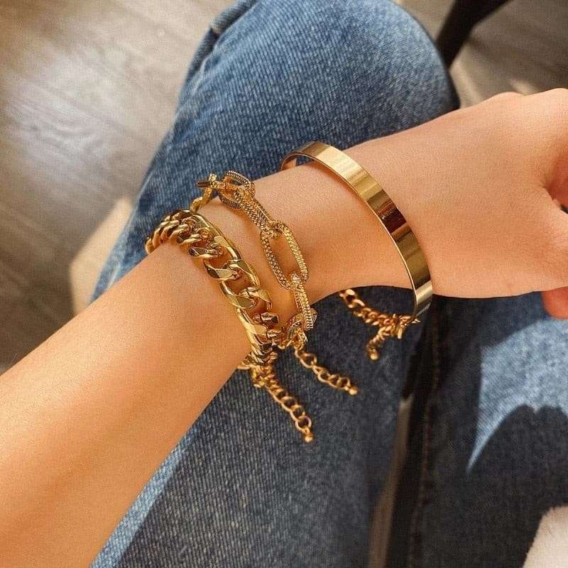 Cuban Chain Bracelets Set Bracelets gifting by julia m S21-Gold