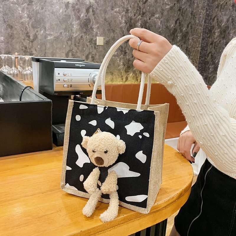 Cuddly Bear Canvas Tote Handbags gifting by julia m