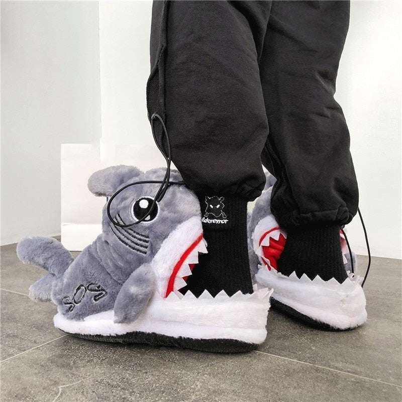 Cute Shark Shape House Cotton lined Slippers house cotton slippers for women gifting by julia m Gray 36