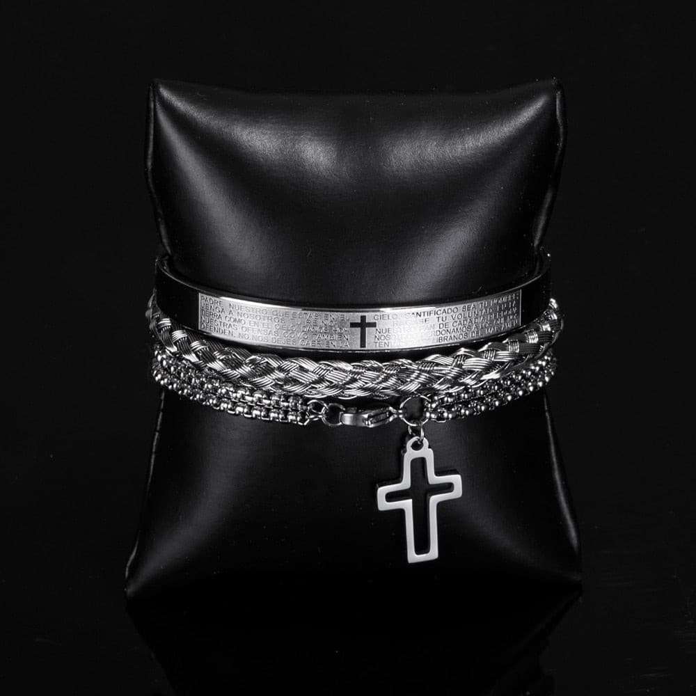Divine Cross Charm Bracelet Divine Cross Charm Bracelet for men gifting by julia m Silver Set A