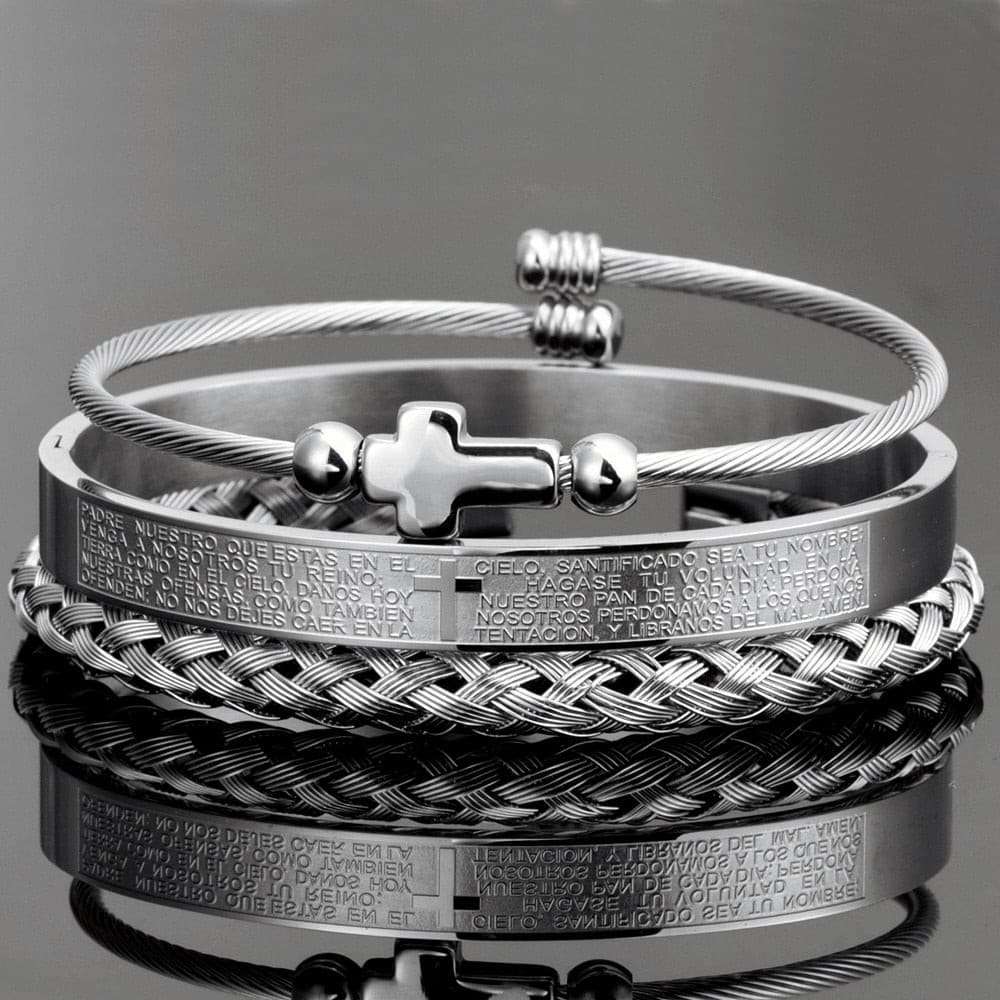 Divine Cross Charm Bracelet Divine Cross Charm Bracelet for men gifting by julia m Silver Set B