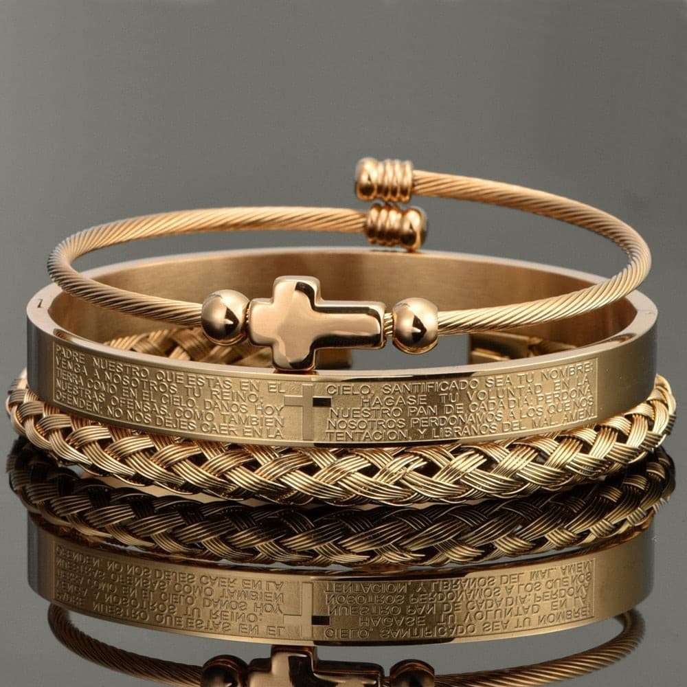Divine Cross Charm Bracelet Divine Cross Charm Bracelet for men gifting by julia m Gold Set B