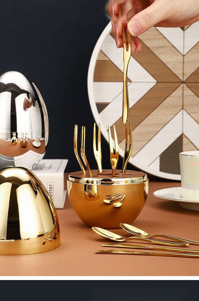 Elegant Egg Shape Stainless Steel Tableware Set Tableware Set Gifting By Julia M
