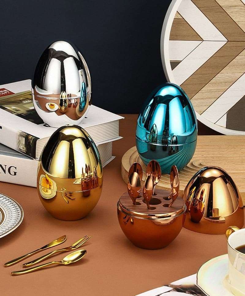 Elegant Egg Shape Stainless Steel Tableware Set Tableware Set Gifting By Julia M