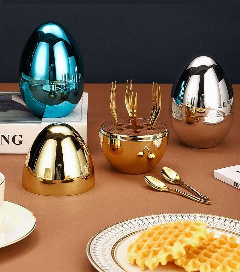 Elegant Egg Shape Stainless Steel Tableware Set Tableware Set Gifting By Julia M