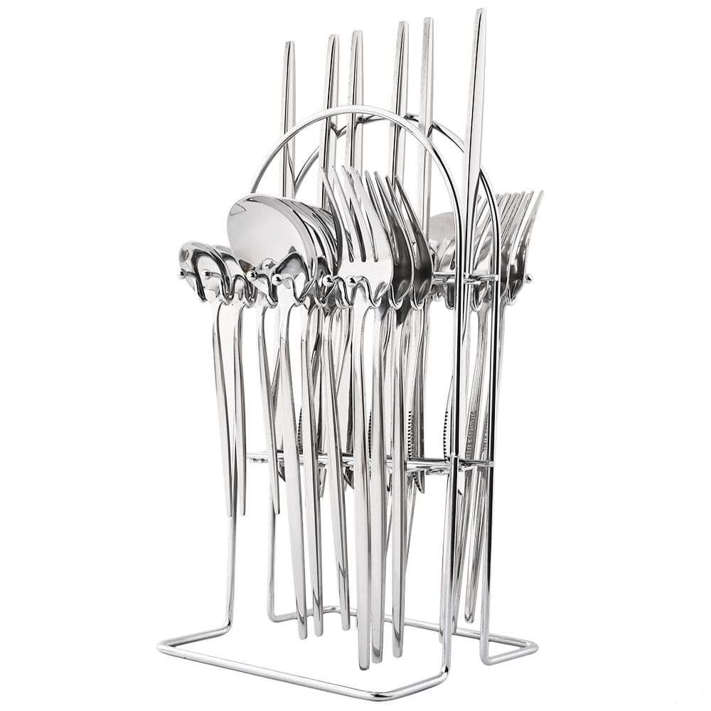 Flatware Set - Stylish and Eco-Friendly Cutlery Flatware Set gifting by julia m Silver and Rack