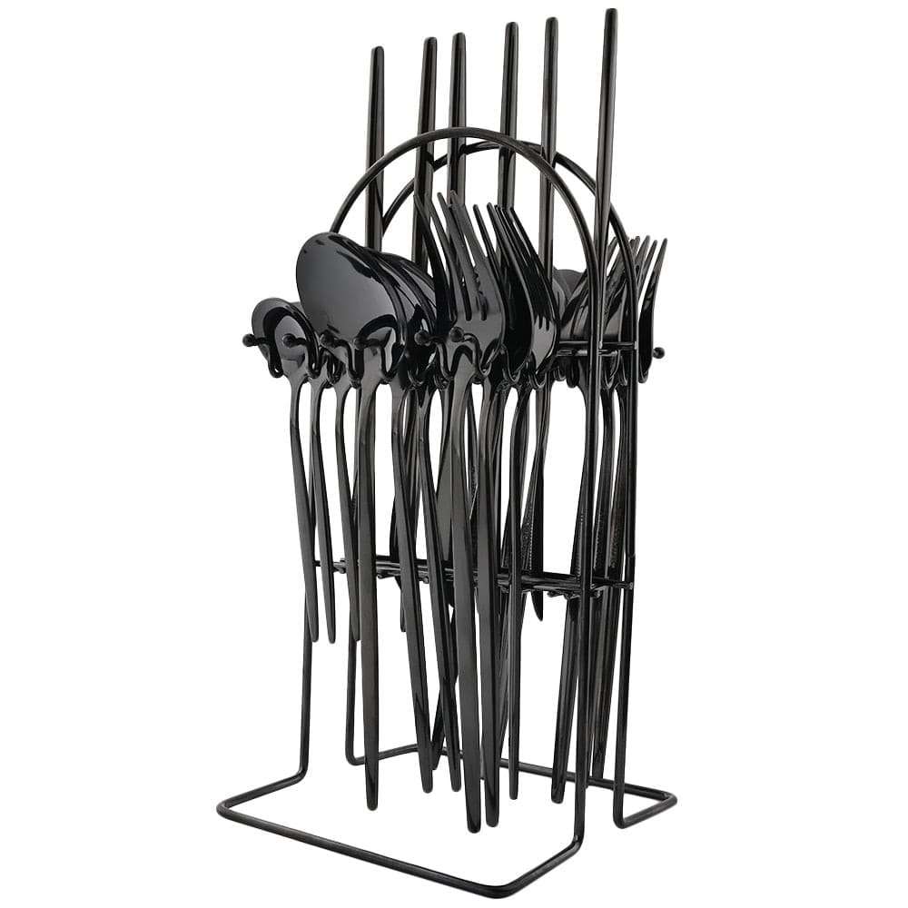 Flatware Set - Stylish and Eco-Friendly Cutlery Flatware Set gifting by julia m Black and Rack