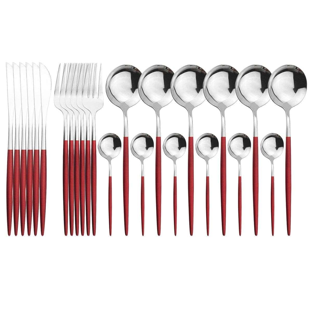 Flatware Set - Stylish and Eco-Friendly Cutlery Flatware Set gifting by julia m Red Silver