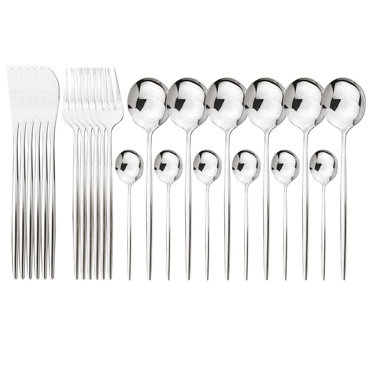 Flatware Set - Stylish and Eco-Friendly Cutlery Flatware Set gifting by julia m Silver