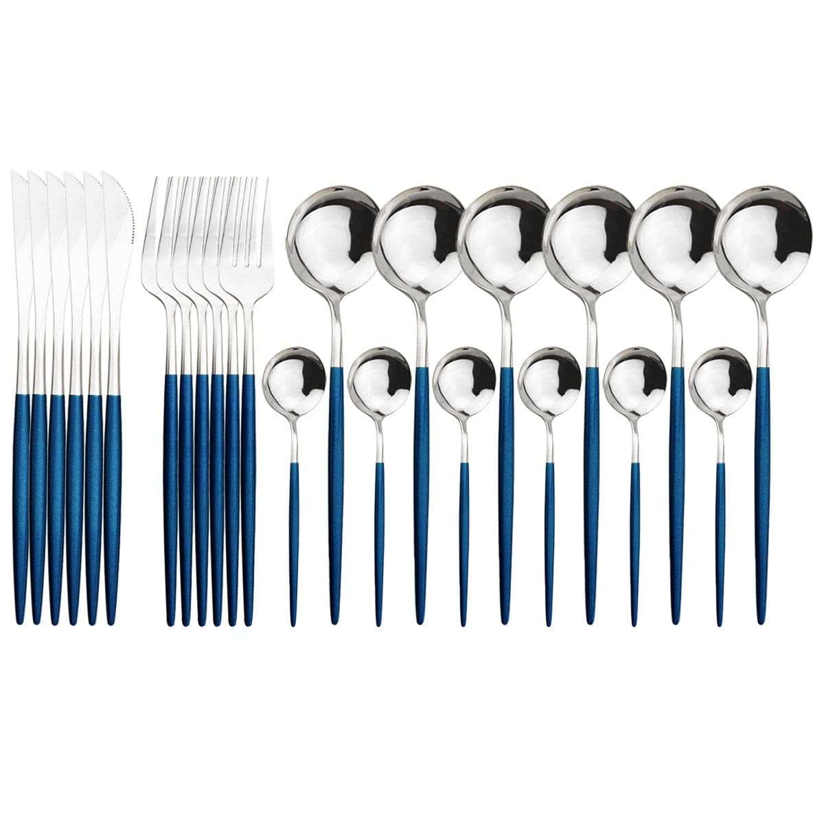 Flatware Set - Stylish and Eco-Friendly Cutlery Flatware Set gifting by julia m Blue Silver