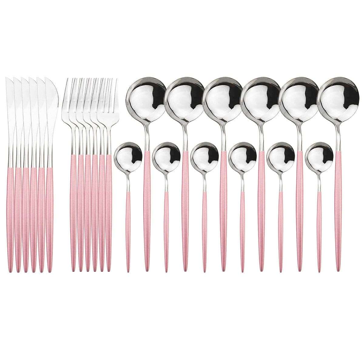 Flatware Set - Stylish and Eco-Friendly Cutlery Flatware Set gifting by julia m Pink Silver