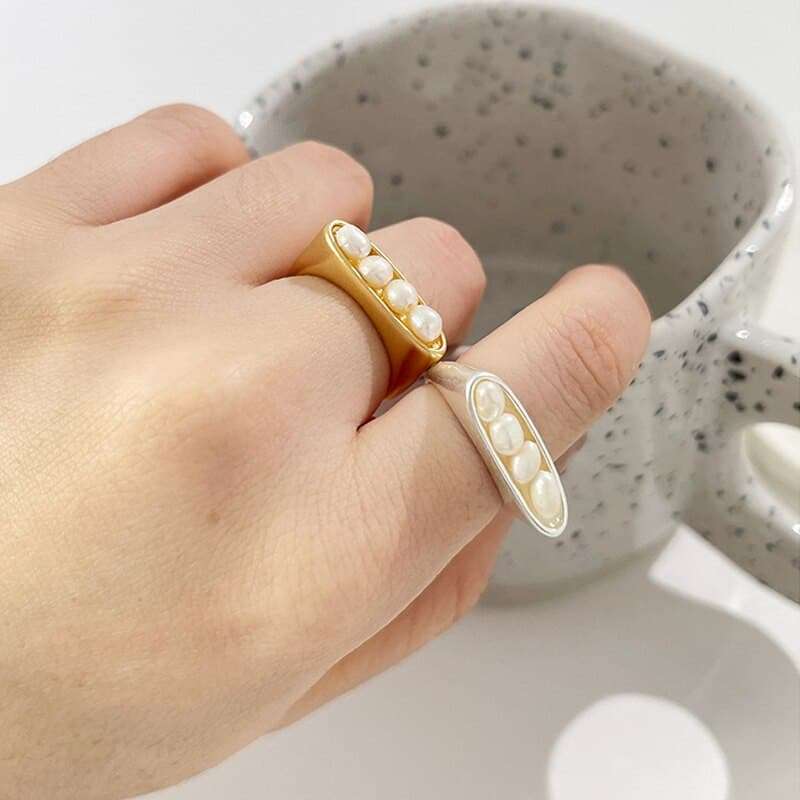 Freshwater Pearl Geometry Index Finger Ring Rings Gifting By Julia M