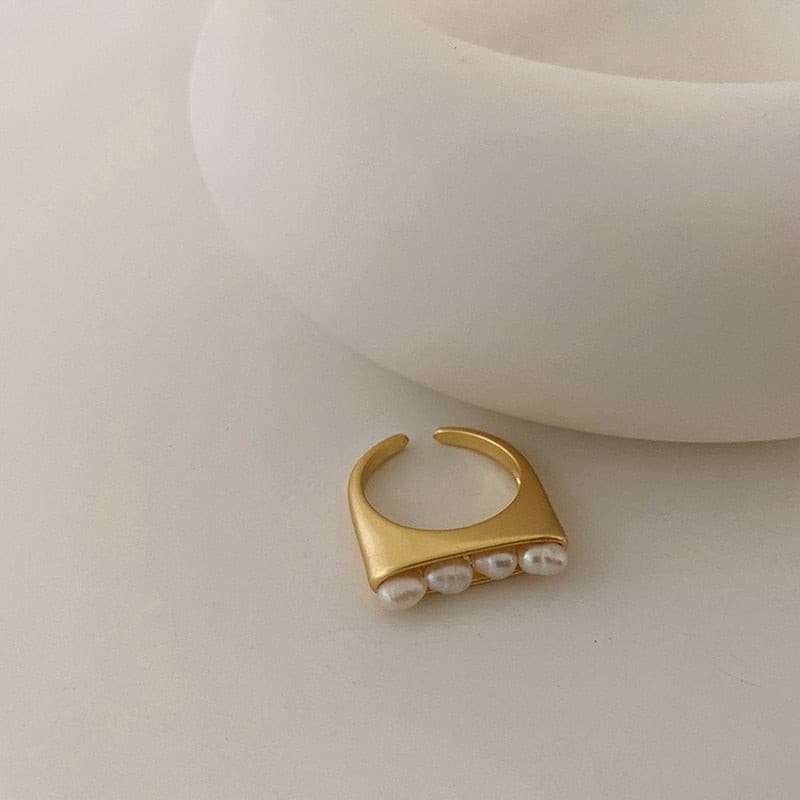 Freshwater Pearl Geometry Index Finger Ring Rings Gifting By Julia M Resizable Ring China