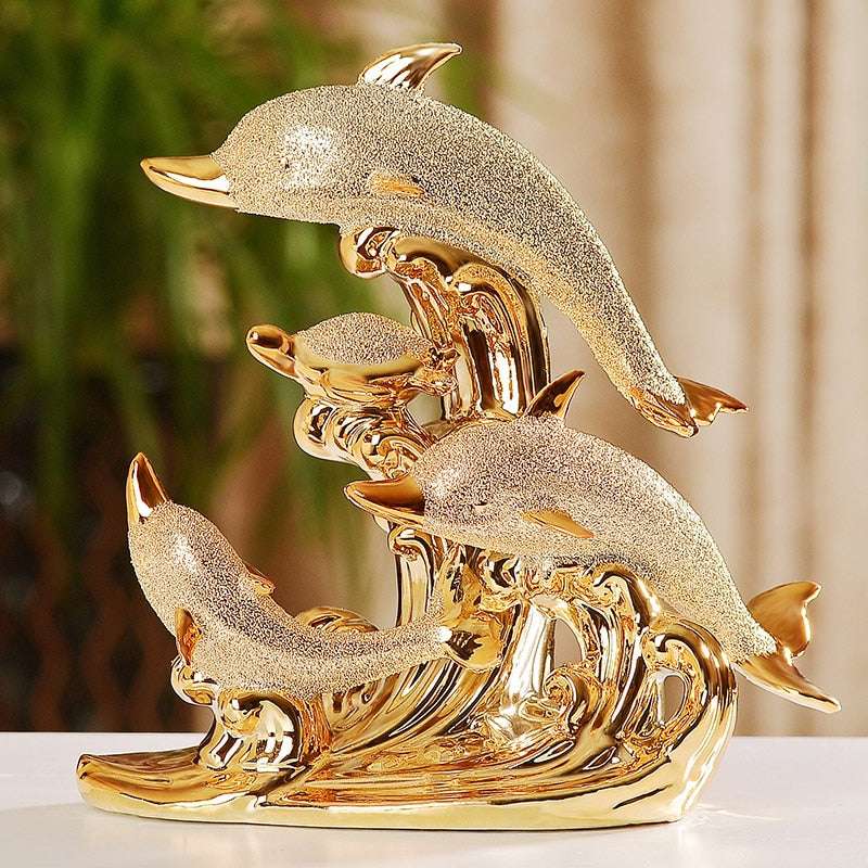 Gold Dolphin Figurines - A touch of European Elegance Decor gifting by julia m