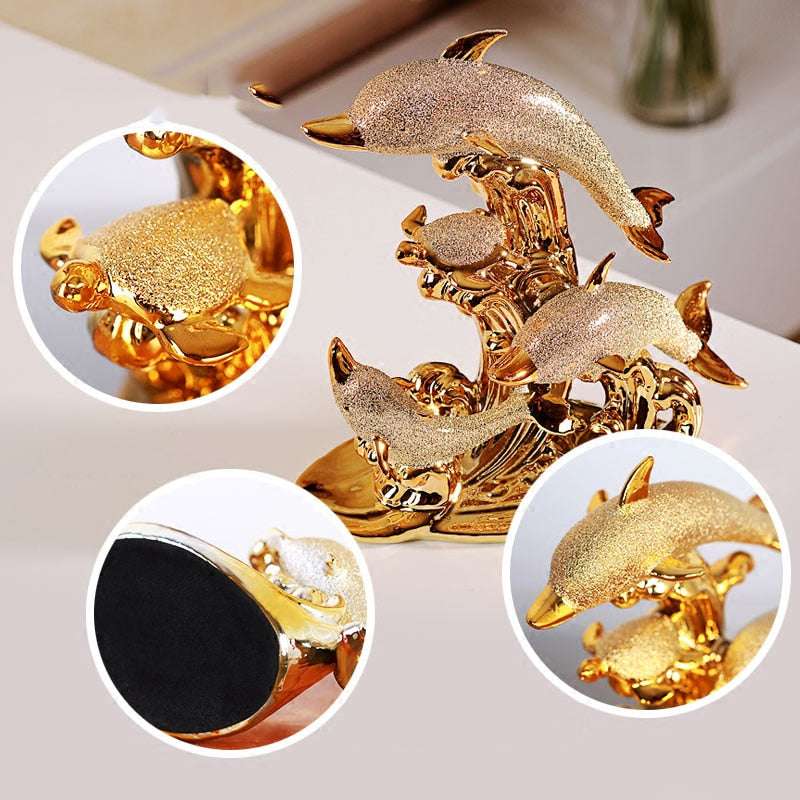 Gold Dolphin Figurines - A touch of European Elegance Decor gifting by julia m