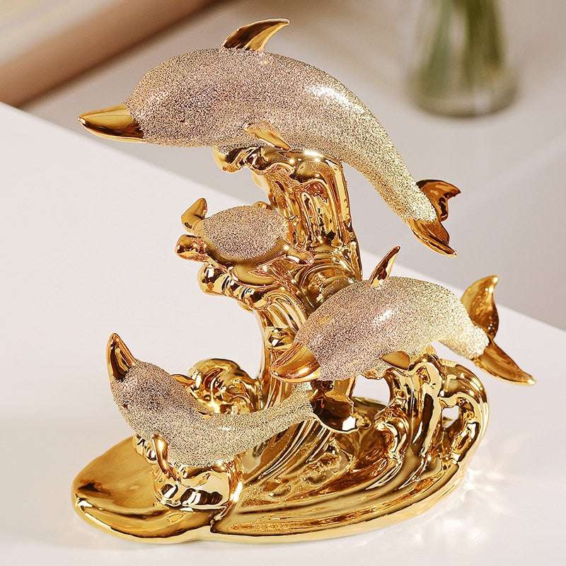 Gold Dolphin Figurines - A touch of European Elegance Decor gifting by julia m
