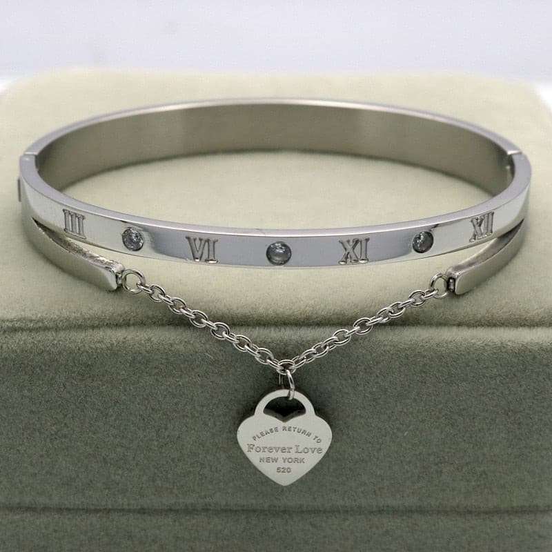 Heart-shaped Stainless Steel Bangle Bracelets gifting by julia m Silver