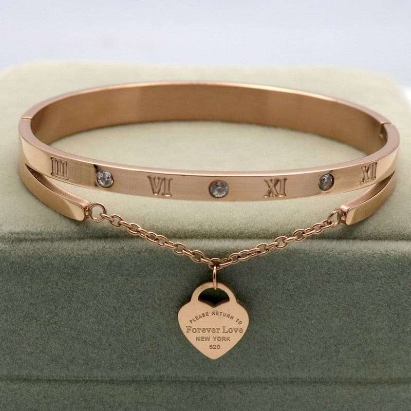 Heart-shaped Stainless Steel Bangle Bracelets gifting by julia m Rose Gold