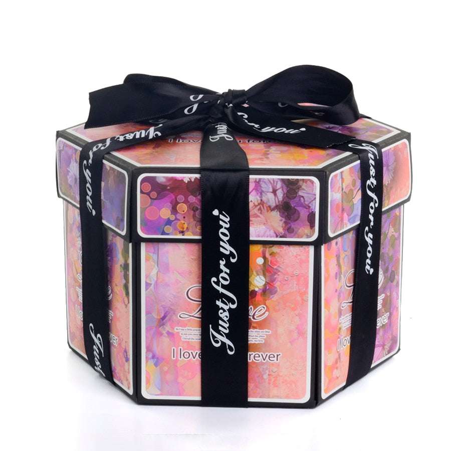 Hexagon Surprise Explosion Box Hexagone surprise explosion box handmade gifting by julia m violet flower 12x4x8cm