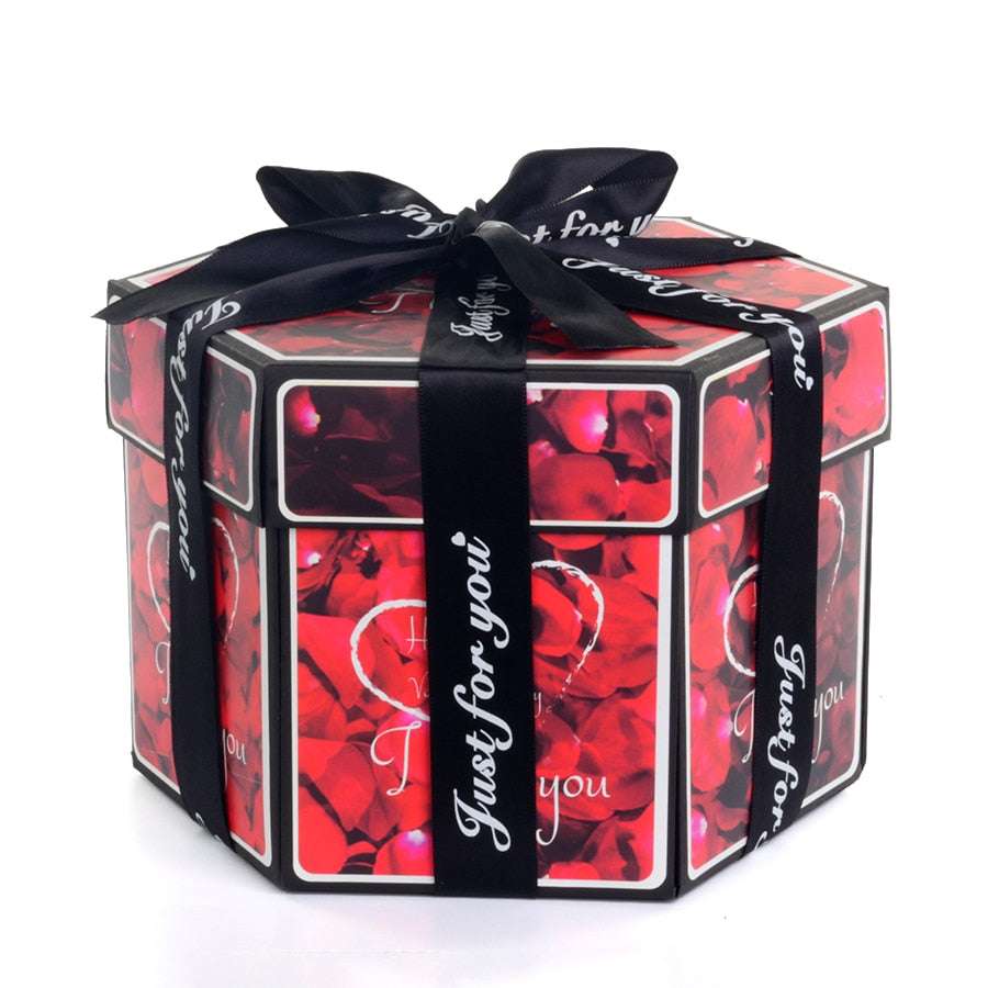 Hexagon Surprise Explosion Box Hexagone surprise explosion box handmade gifting by julia m red rose 12x4x8cm