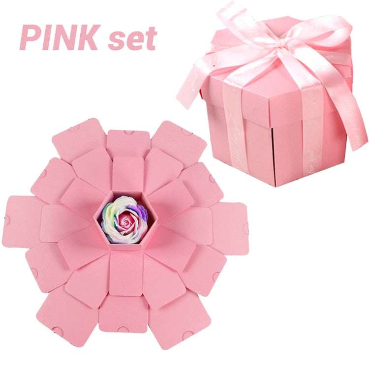 Hexagon Surprise Explosion Box Hexagone surprise explosion box handmade gifting by julia m pink set 12x4x8cm