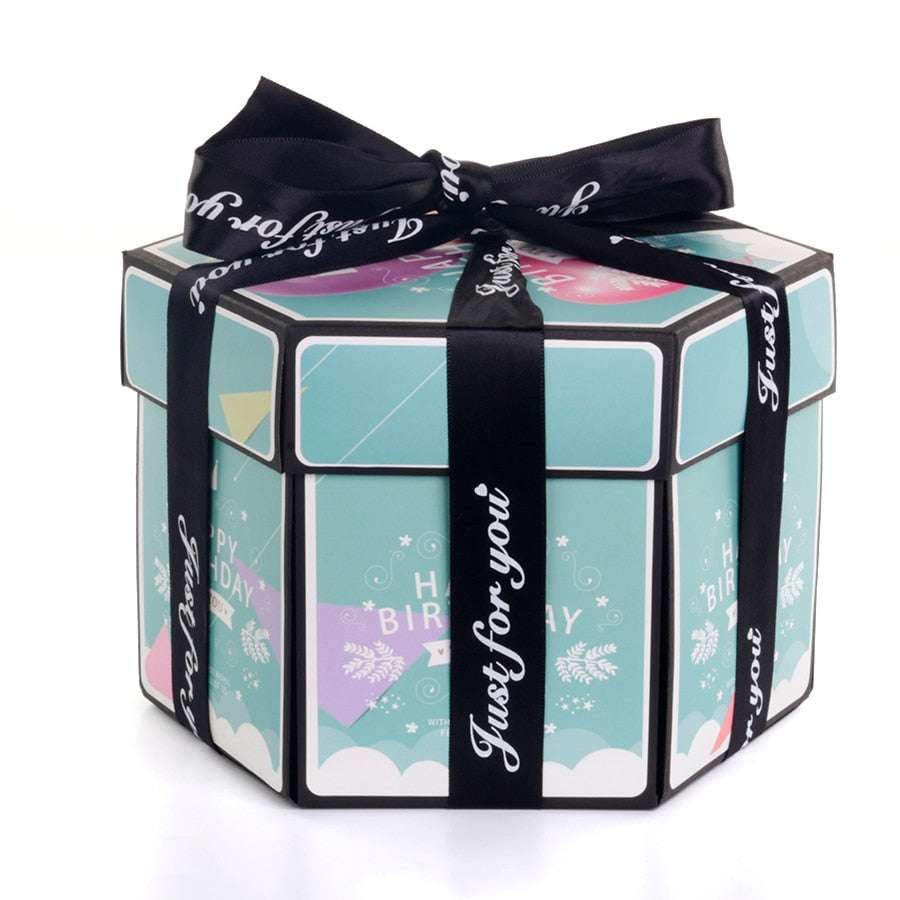 Hexagon Surprise Explosion Box Hexagone surprise explosion box handmade gifting by julia m happy birthday 12x4x8cm