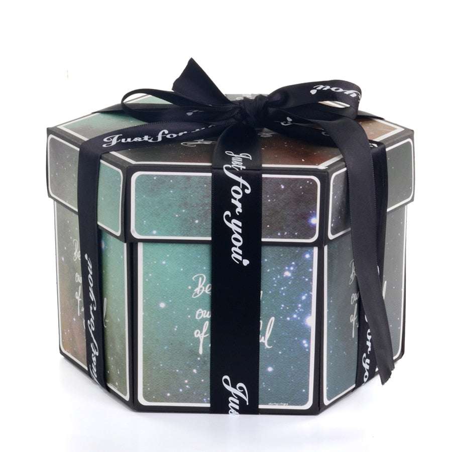 Hexagon Surprise Explosion Box Hexagone surprise explosion box handmade gifting by julia m gray starry 12x4x8cm