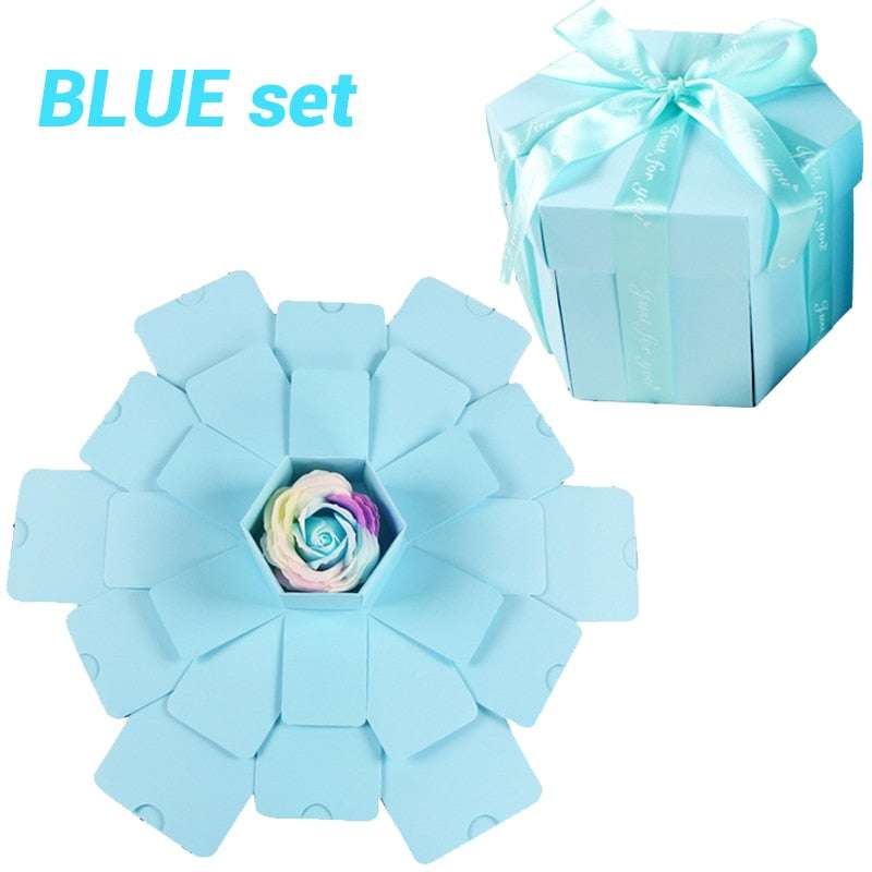 Hexagon Surprise Explosion Box Hexagone surprise explosion box handmade gifting by julia m blue set 12x4x8cm
