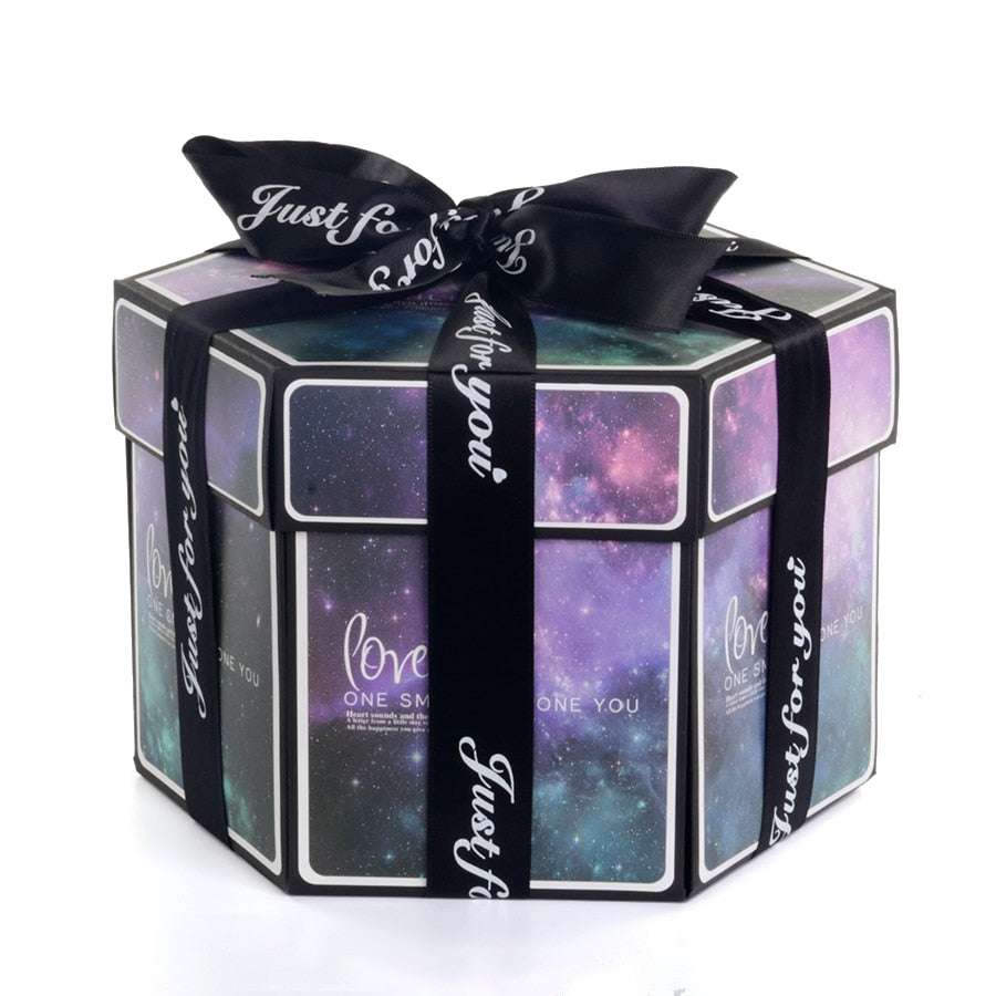 Hexagon Surprise Explosion Box Hexagone surprise explosion box handmade gifting by julia m romantic aurora 12x4x8cm