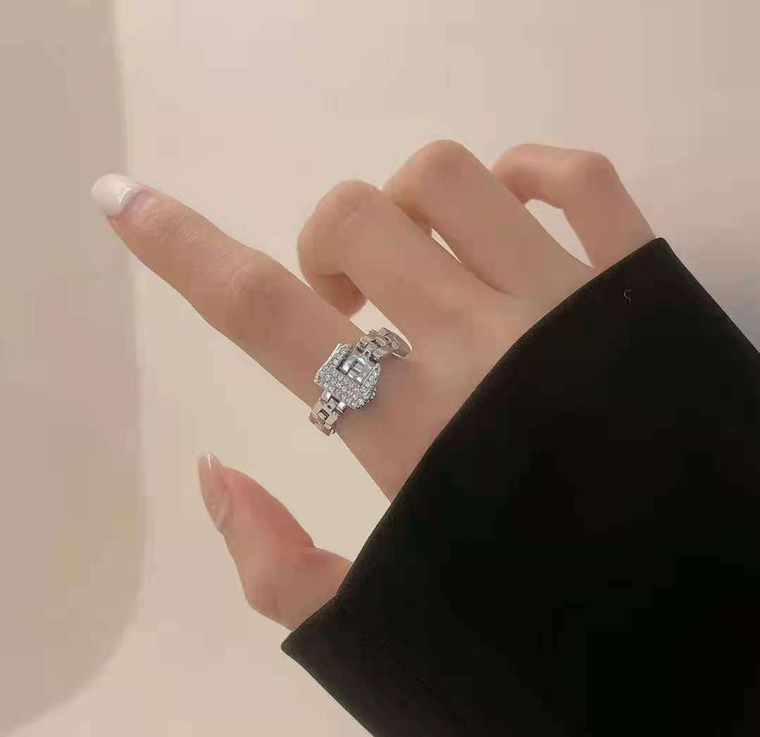 Korean Geometric Zircon Belt Buckle Ring Rings Gifting by Julia M