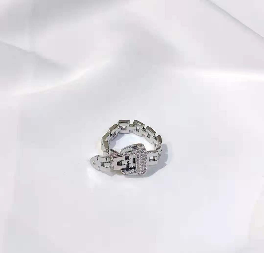 Korean Geometric Zircon Belt Buckle Ring Rings Gifting by Julia M Silver