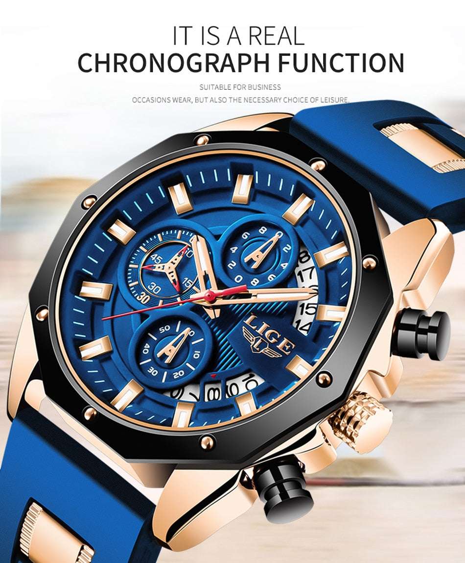 LIGE Chronograph Casual Wrist Watch Watches gifting by julia m