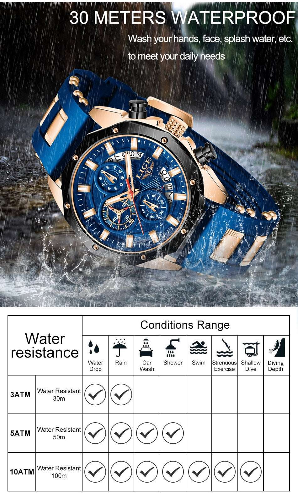LIGE Chronograph Casual Wrist Watch Watches gifting by julia m
