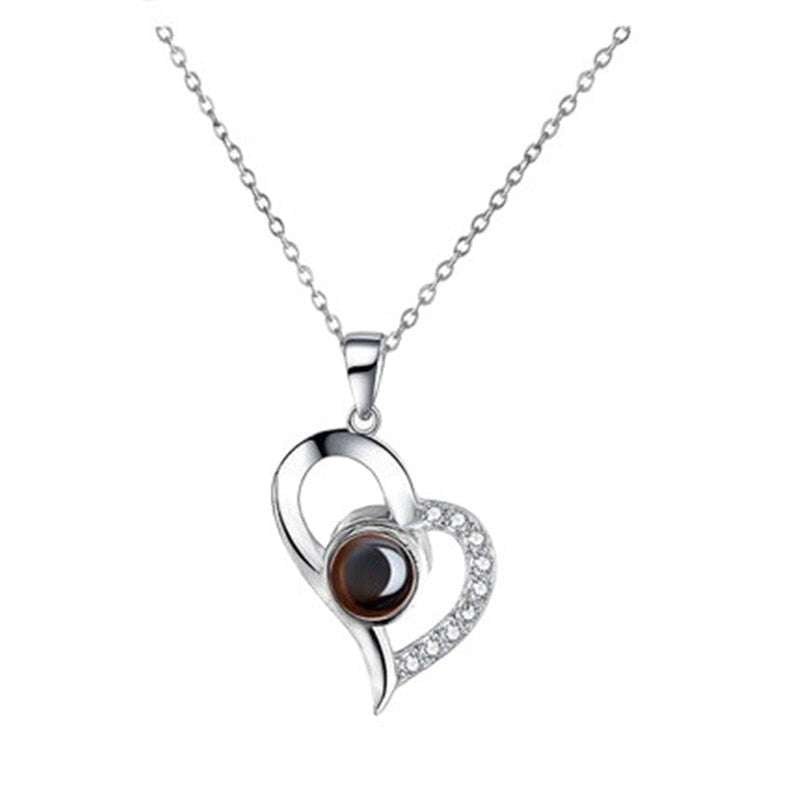 Love Heart Projection Necklace 100 Languages I Love You Pendant With Rose Gift Box Necklaces Gifting By Julia M