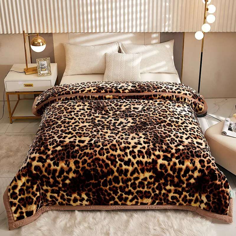 Luxurious Double Layer Thicken Fleece Leopard Print Blankets Gifting By Julia M