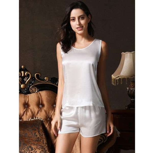 Luxurious Silk Pyjama Set - Sleep in Style and Comfort All Night Long - Perfect Fit for Plus Size Women Pajamas gifting by julia m White M China