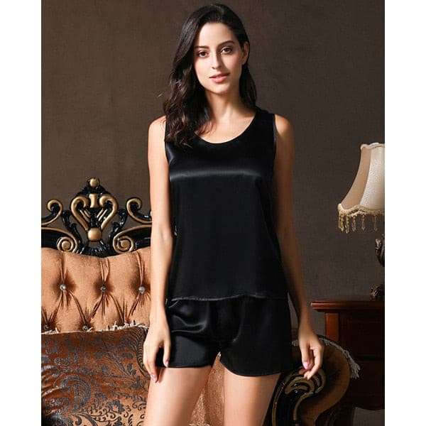 Luxurious Silk Pyjama Set - Sleep in Style and Comfort All Night Long - Perfect Fit for Plus Size Women Pajamas gifting by julia m Black M China
