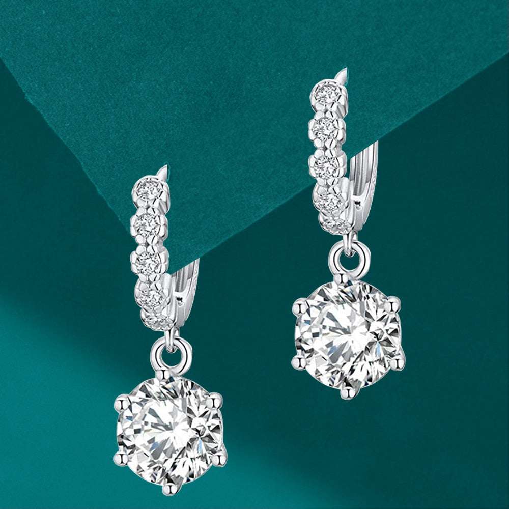 Luxury 3Carat Moissanite Hoop Earrings Earrings gifting by julia m Round 6-claw 6.5mm 1.0ct