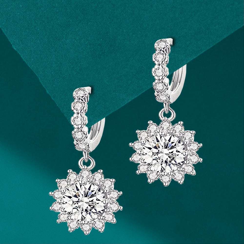 Luxury 3Carat Moissanite Hoop Earrings Earrings gifting by julia m Sun Flower 6.5mm 1.0ct